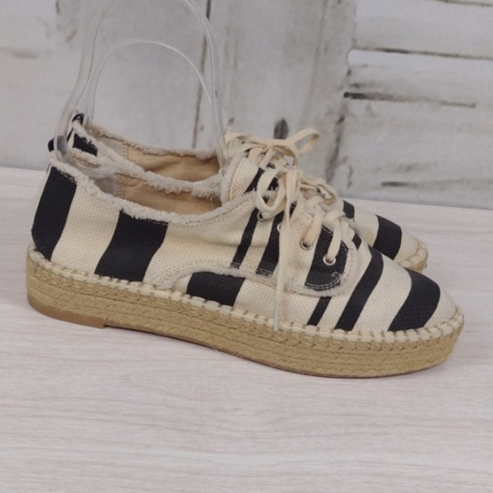 Dolce Vita Cream Black Striped Platform Espadrilles, Size 9.5 New - Picture 3 of 8